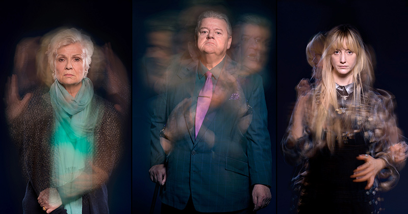 Portraits of Julie Walters, Robbie Coltrane and Andrea Riseborough for National Treasure. Taken by unit stills photographer Aimee Spinks